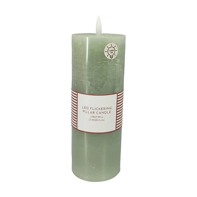Unscented LED Flickering Pillar Candle, 8 in, 4 Assorted Colors