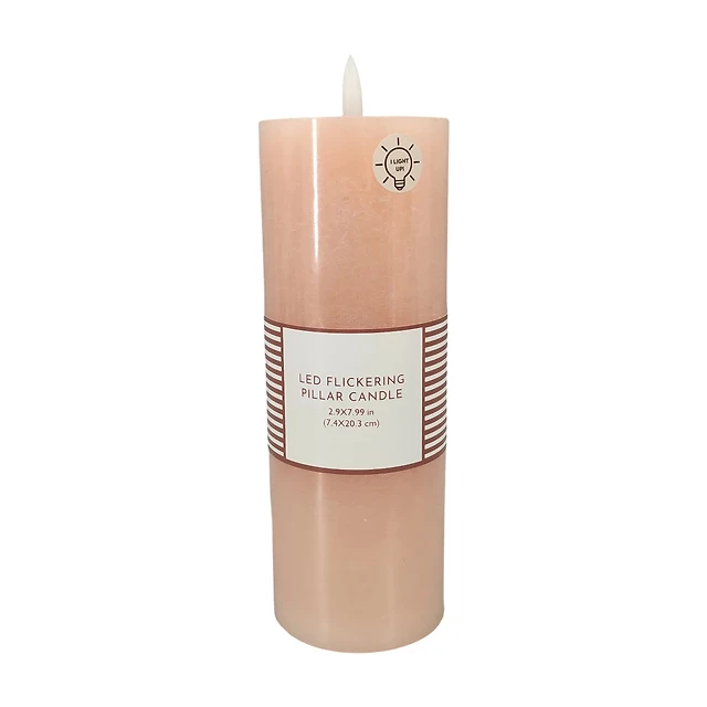 Unscented LED Flickering Pillar Candle, 8 in, 4 Assorted Colors