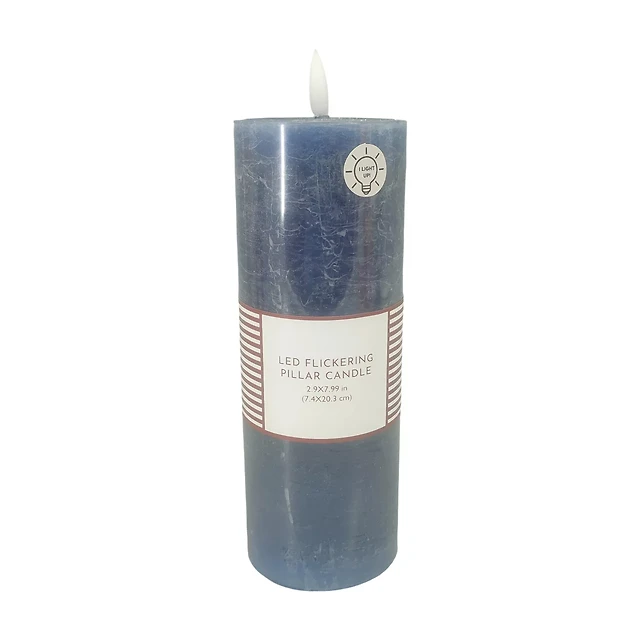 Unscented LED Flickering Pillar Candle, 8 in, 4 Assorted Colors