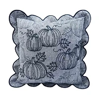 Blue Scalloped Edge Fabric Square Pillow, 18x18 in