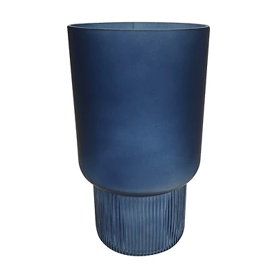 Blue Glass Pillar Vase, 10 in