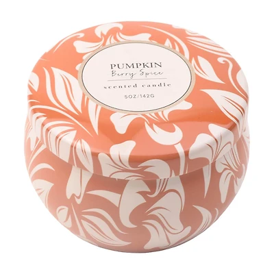 Pumpkin Berry Spice Scented Orange & White Tin Candle, 5 oz