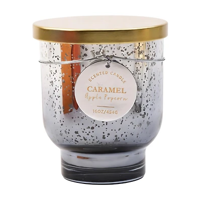 Caramel Apple Popcorn Scented Speckled Glass Candle, 16 oz