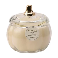 Perfect Pumpkin Scented Clear & Gold Pumpkin Shape Glass Candle, 32 oz