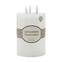 Unscented White LED Wax Pillar Candle, 4x6 in