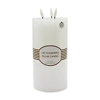Unscented White LED Wax Pillar Candle, 4x8 in