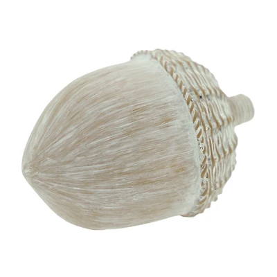 Brown & White Resin Whitewashed Acorn Tabletop Decor