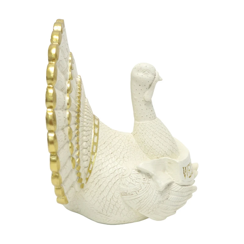 Gold & White Resin Turkey Tabletop Decor