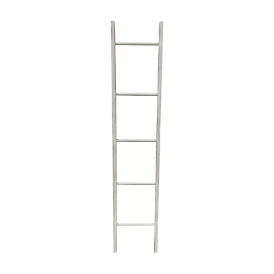 White Solid Wood Decorative Ladder, 70 in