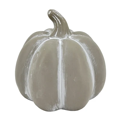Gray & White Ceramic Pumpkin Tabletop Decor, 6x6 in