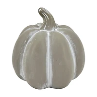Gray & White Ceramic Pumpkin Tabletop Decor, 6x6 in