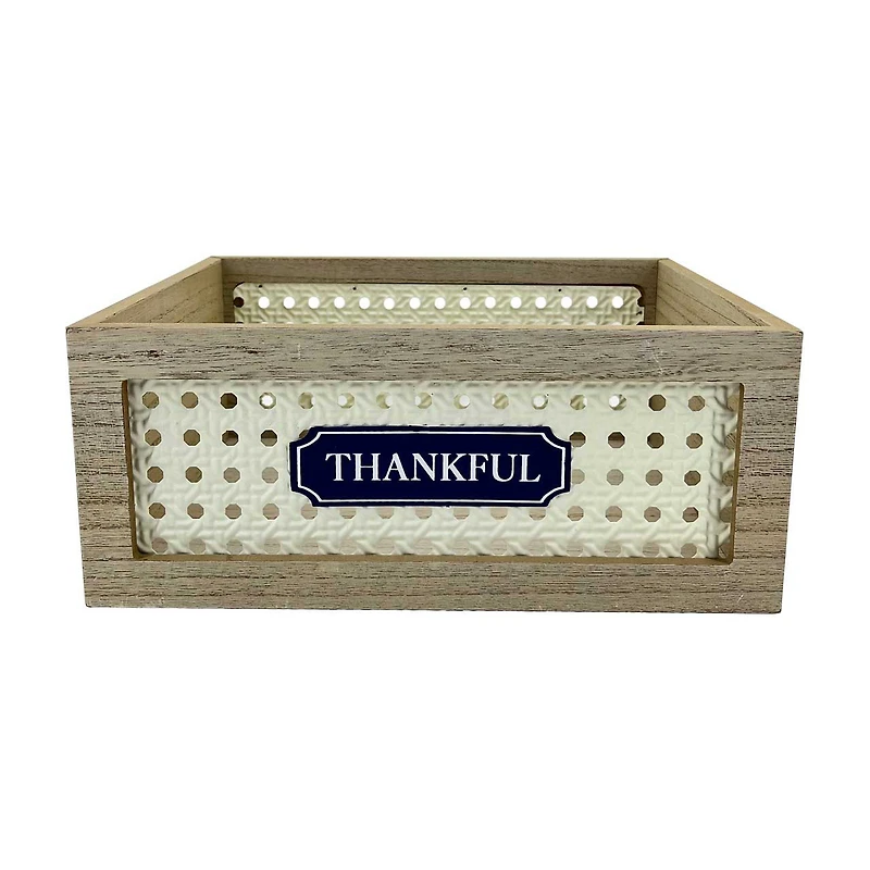"Thankful" Medium Wood & Metal Crate