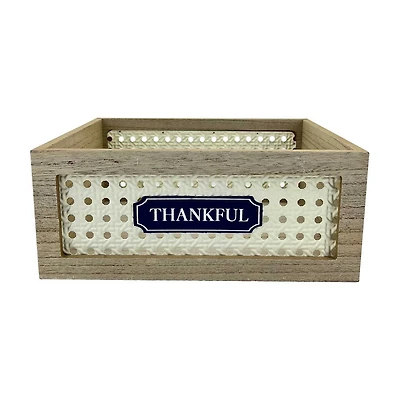"Thankful" Medium Wood & Metal Crate