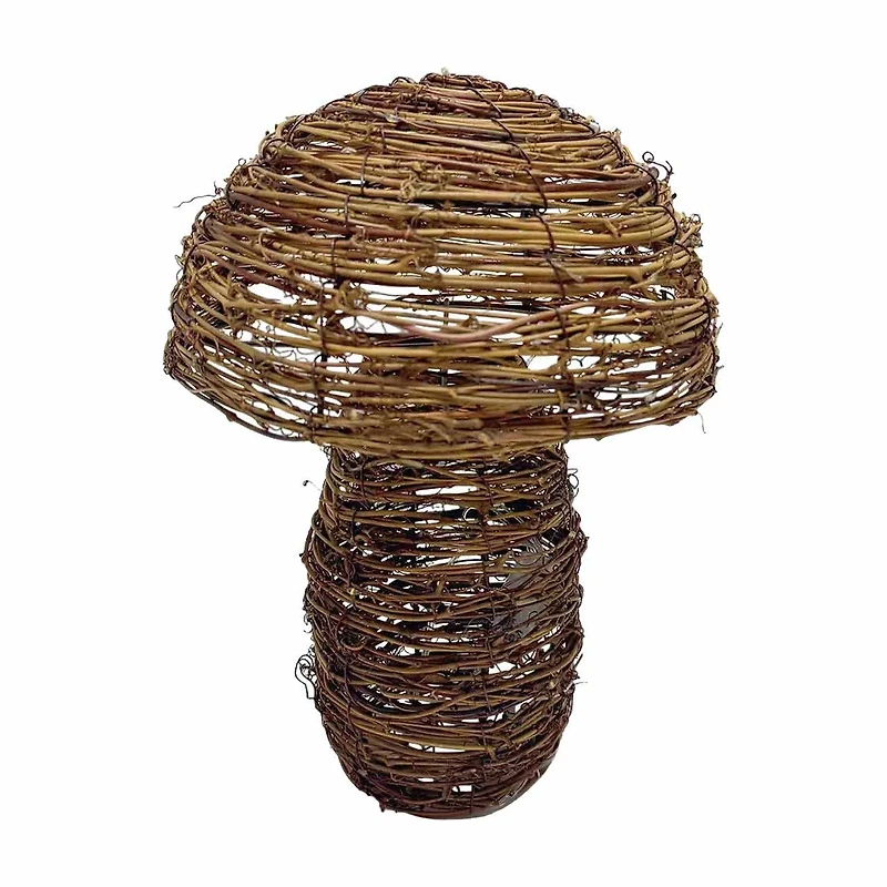 Brown Rattan Medium LED Mushroom Decor