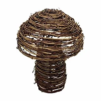 Brown Rattan Small LED Mushroom Decor