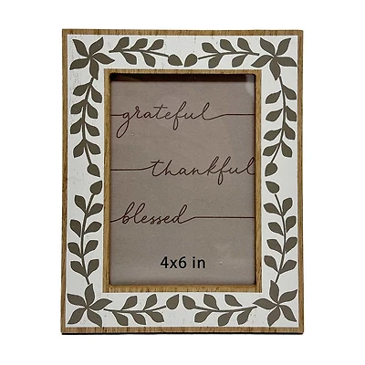 Brown & White Floral Tabletop Photo Frame, 4x6 in