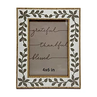 Brown & White Floral Tabletop Photo Frame, 4x6 in