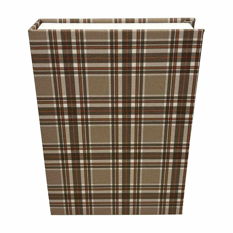 Fall Harvest Plaid Faux Book Storage Box, Medium