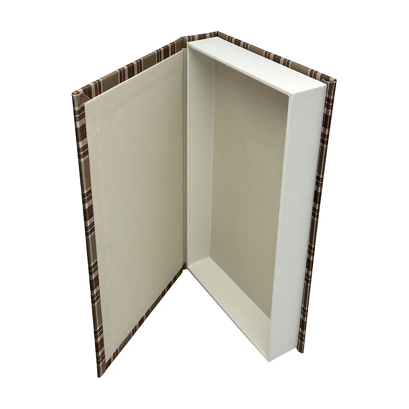 Fall Harvest Plaid Faux Book Storage Box, Medium