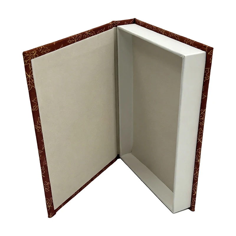 Fall Harvest Foilage Leaves Faux Book Storage Box, Small