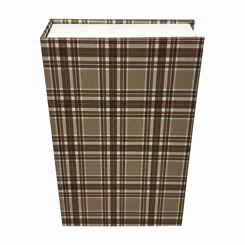 Fall Harvest Plaid Faux Book Storage Box, Large