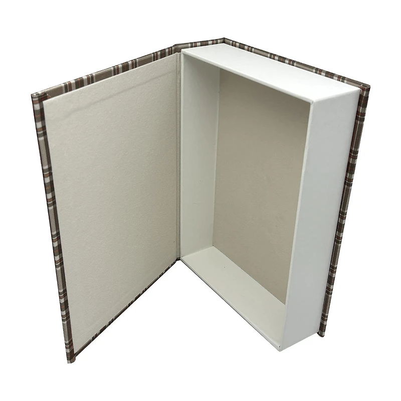 Fall Harvest Plaid Faux Book Storage Box, Large