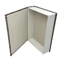 Fall Harvest Plaid Faux Book Storage Box, Large