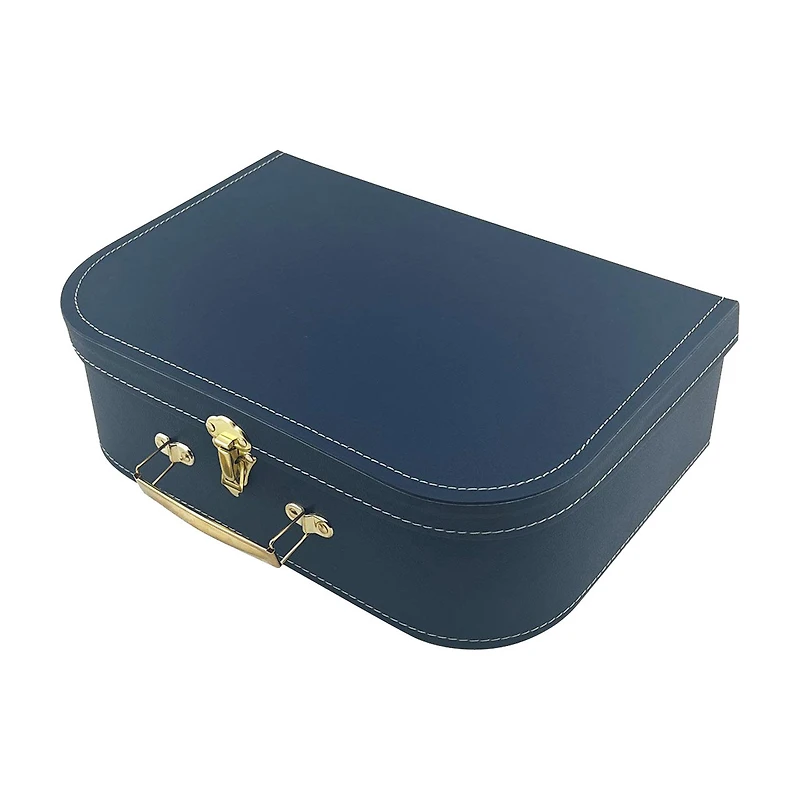 Blue & Gold Cardboard Decorative Trunk Box, 13x4 in