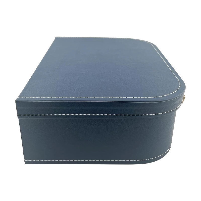 Blue & Gold Cardboard Decorative Trunk Box, 13x4 in