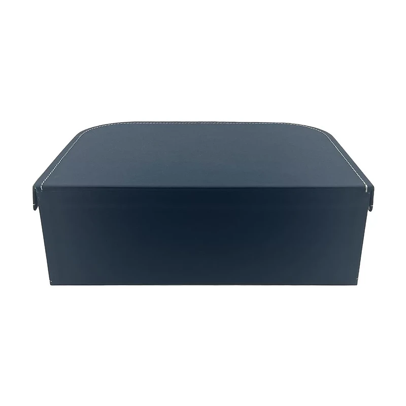 Blue & Gold Cardboard Decorative Trunk Box, 13x4 in