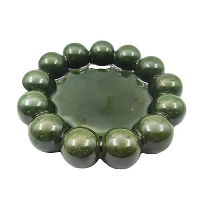 Summer Green Stoneware Sculptural Bead Decorative Tray, 8x8 in