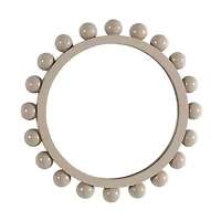 Beige Beaded Edge Round Wall Mirror, 12x12 in