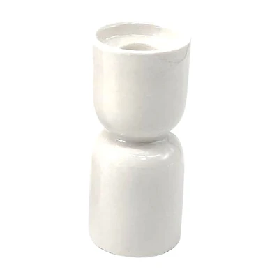 White Ceramic Taper Candle Holder