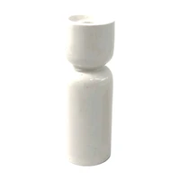 White Ceramic Taper Candle Holder, 7 in
