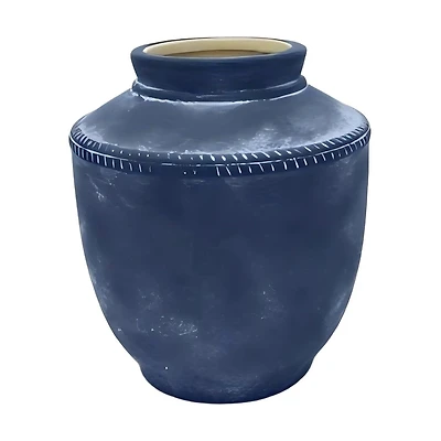 Distressed Blue Glaze Ceramic Vase