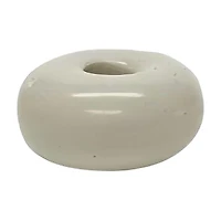 White Ceramic Donut Taper Candle Holder