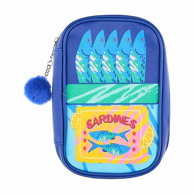 Back to School Blue Sardine Zippered Pouch