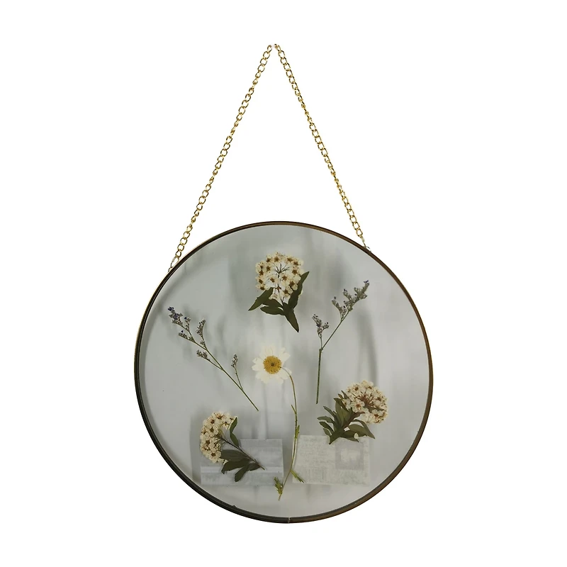 Summer Gold Glass Hanging Dried Flower Ornament, 10 in