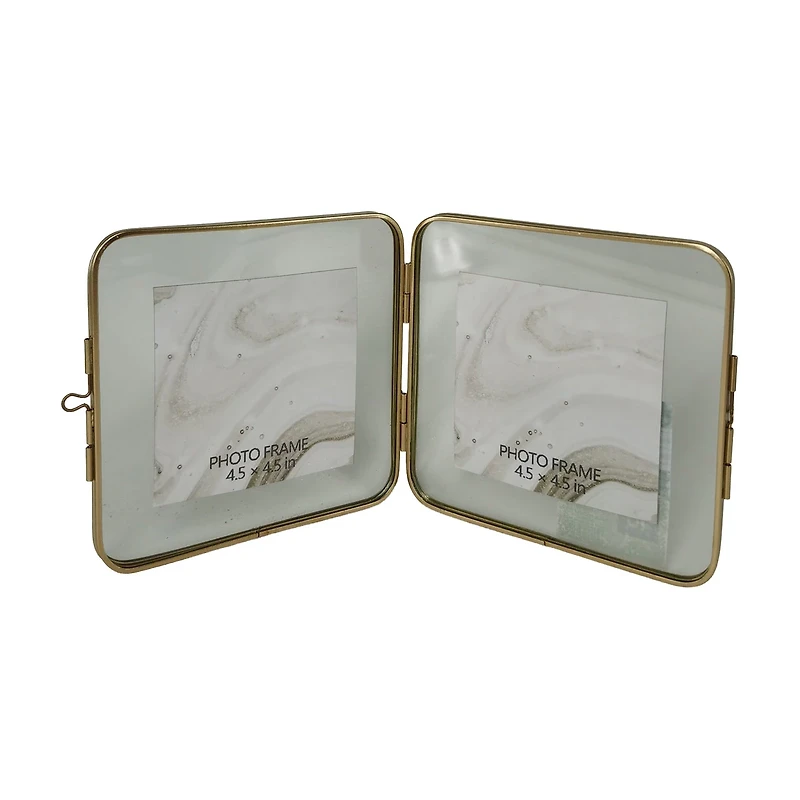 Summer Gold Glass Double-Sided Photo Frame, 4.5 in x 4.5 in