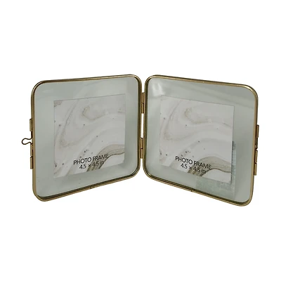Summer Gold Glass Double-Sided Photo Frame, 4.5 in x 4.5 in