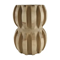 Summer Tung Wood Carved Double-Gourd Vase, 6.5 in