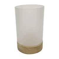 Frosted Glass Votive Candle Holder With Wood Base