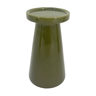 Green Ceramic Pillar Candle Holder, 8 in