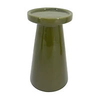 Green Ceramic Pillar Candle Holder, 8 in