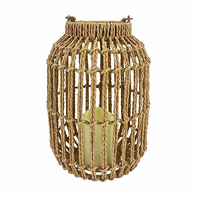 Summer Metal and Paper Rope LED Flameless Candle Lantern