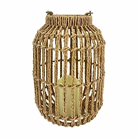 Summer Metal and Paper Rope LED Flameless Candle Lantern