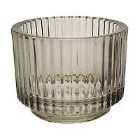 Gray Ribbed Glass Votive Holder, 3.5 in