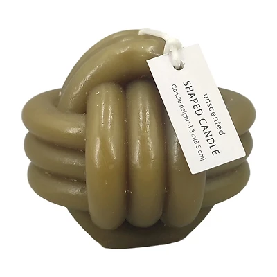 Green Knot Shaped Unscented Candle, 3.3 in