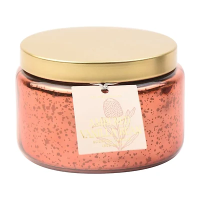 Ambered Vanilla Bean Scented Orange Mercury Glass Candle with Metal Lid, 15 oz