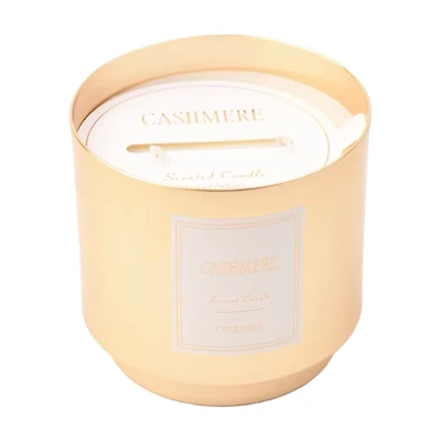 Cashmere Scented Gold Metal Jar Candle, 17 oz